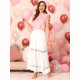 thumbnail image 2 of Falda Maxi Con Encaje y Cintura Elástica Allegra K Vintage Swing A-Line Blanco crema S, 2 of 7