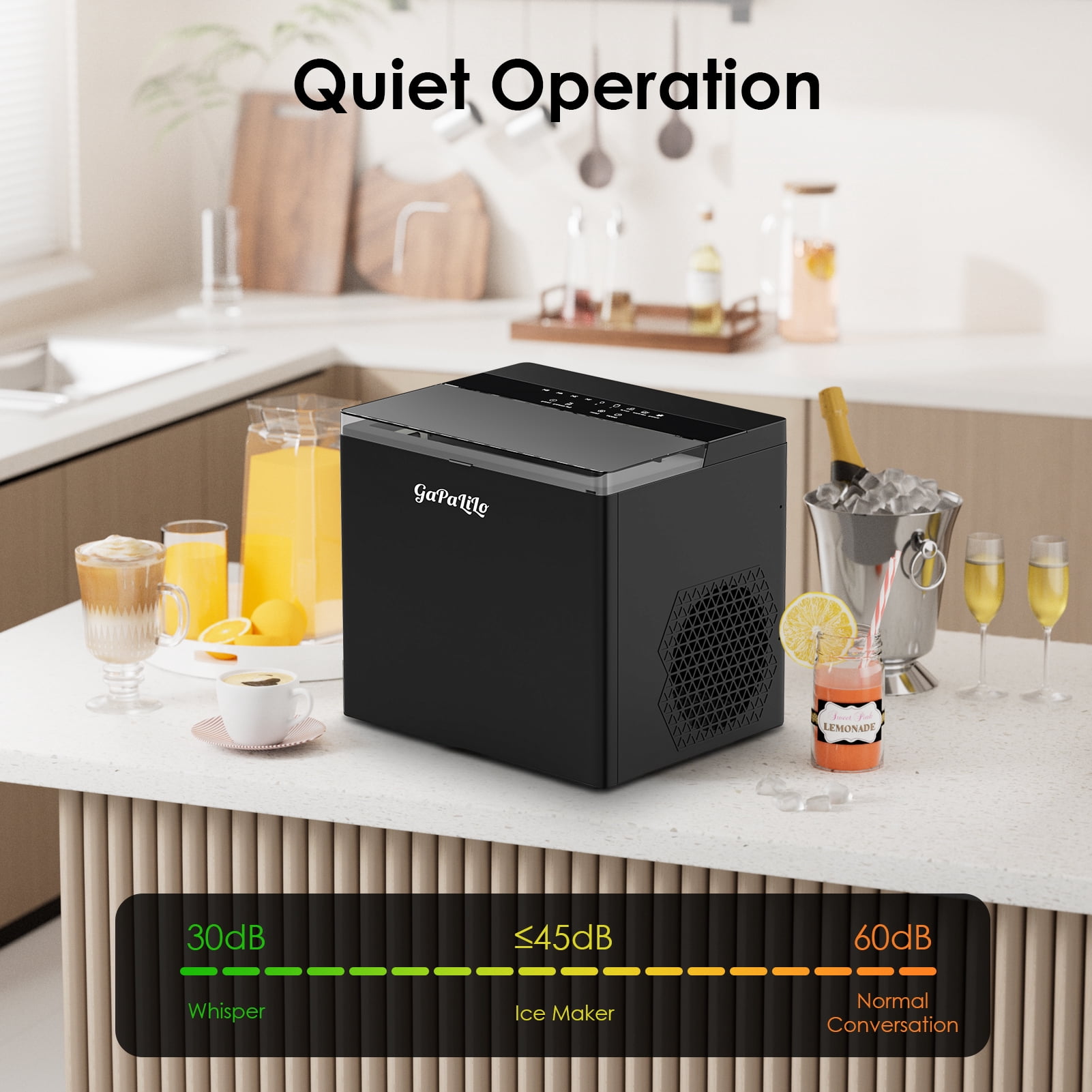 Countertop Ice Maker Machine, 26lbs in 24 Hours, 9 Bullet Ice Cubes in 6 Mins, Portable Compact with Self-Cleaning, Ice Basket and Scoop Included for Home/Kitchen/Camping/RV, Black
