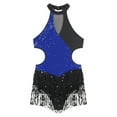 thumbnail image 5 of Alvivi Women's Shiny Sequins Tassel Latin Jazz Dance Leotard Bodysuit Lyrical Dance Costume Royal Blue M, 5 of 7