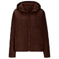 thumbnail image 3 of UYISJ Quilted Puffer Jacket Women Lightweight Short Zip Up Padded Coat Loose Fit Hooded Outerwear Tops with Pockets Brown XL, 3 of 8