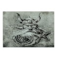 thumbnail image 1 of Tattoo Cutting Board, Pencil Drawing of a Brave Viking Warrior Armour Image Adventure, Decorative Tempered Glass Cutting and Serving Board, Small Size, Grey and White, by Ambesonne, 1 of 1