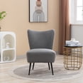 thumbnail image 3 of 22.50''W Boucle Upholstered Armless Chair, Modern Accent Chair with Cozy Curved Wingback and Solid Wood Legs, Corner Side Chair for Bedroom Living Room Office,  Gray, 3 of 8