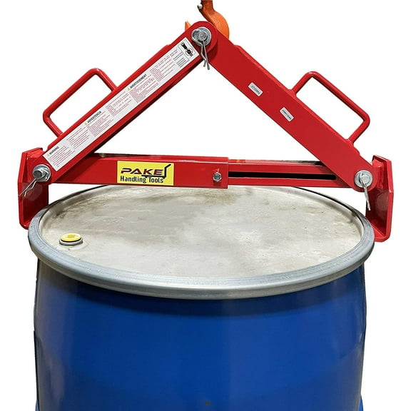 Drum Lifter: 2 Grip Points, For 30 to 85 gal Drum Capacity, 1100 lb. Capacity, Pake Handling Tools
