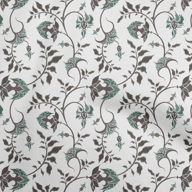 oneOone Rayon Turquoise Green Fabric Jacobean Floral Sewing Craft Projects Fabric Prints By Yard 56 Inch Wide