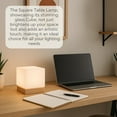 thumbnail image 4 of LIGHTACCENTS Square Lamp Accent Light Cube: Felix Glass Cube Table Lamp with 6W 2700K LED Bulb Included - Wooden Base Nightstand Cube Light for Bedside, Accent Lamp with Glass Shade, 4 of 9