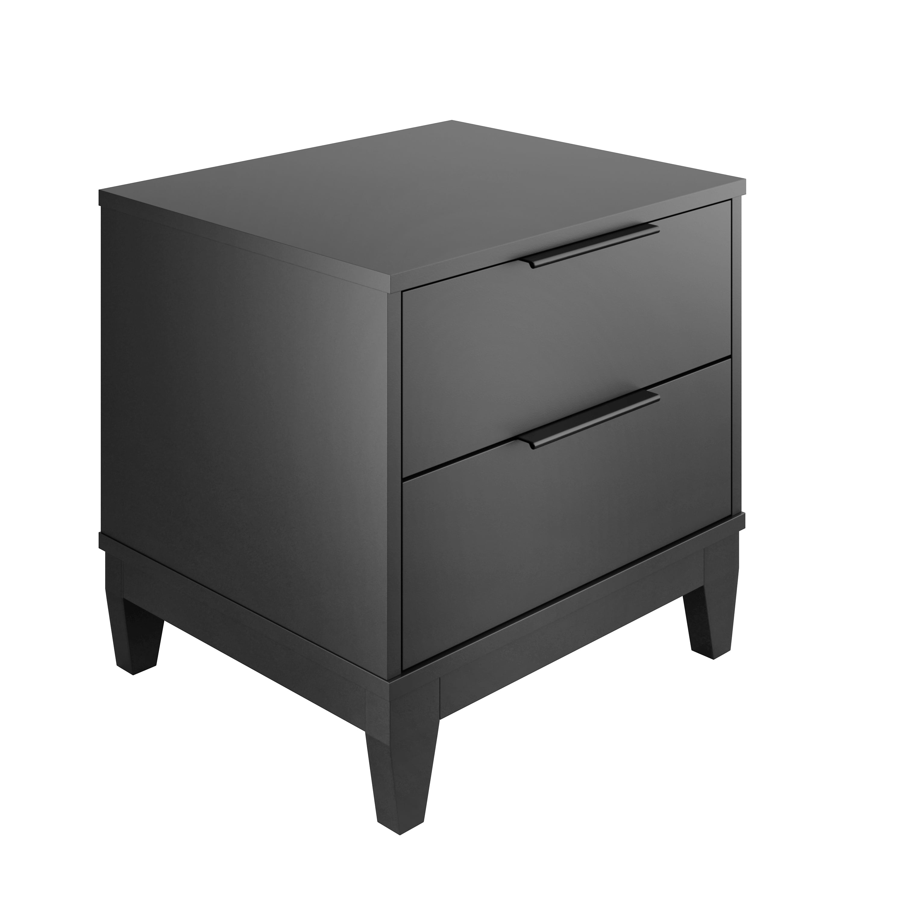 Boyd Sleep Mackay Modern Double Drawer Nightstand, Black