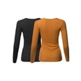 thumbnail image 2 of FashionOutfit Women's Casual Solid Basic Crew Neck Long Sleeves Thermal Top, 2 of 3