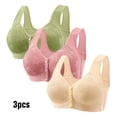 thumbnail image 2 of 2DXuixsh 3Pcs Women's Bras Set Full Coverage Wireless Bras Plus Size Lifting Lace Bra Front Side Without Steel Ring Movement Seamless Gathering Adjustment Sleep Bras Gn4 Size 48, 2 of 3