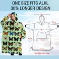 thumbnail image 4 of Oversized Wearable Blanket Hoodie,Butterfly Colorful Wing Pattern Sherpa Blanket Hoodie with Super Pockets,Super Warm Fuzzy Pullover for Women & Men, 4 of 6