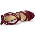 thumbnail image 4 of BLISSFUL STEP Women's Lace Up Platform Block High Heel Sandals Burgundy 7, 4 of 6