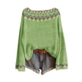 thumbnail image 1 of WTXUE Chandail Léger Décontracté Vintage Fair Isle pour Femmes Manches Raglan Col Rond Tricoté Imprimé Art Chandail Confortable Chaud Automne Hauts Bohème Tendance Western Blouses Décontractées Vert TTG, 1 of 4