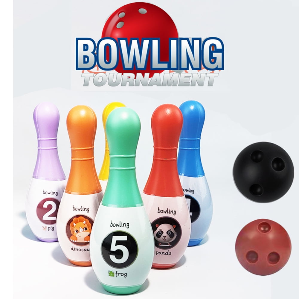 EASTIN Kids Bowling Set Includes 6 Bowling Pins & 2 Balls Toddler Activity Play Game Indoor Outdoor Toy Gift for 3-8 Year Old Boys Girls