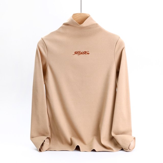 Ropa interior térmica para mujer, camiseta básica de cuello semialto, ropa interior térmica de manga larga de terciopelo alemán grueso, pijama de poliéster para mujer