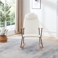 thumbnail image 3 of BISHE Modern Adjustable Headrest Pillow Rocking Chair,Upholstered Glider Rocker Chairs with High Backrest,with Armrests,Living Room,Bedroom,Balcony,Easy to Assemble,White, 3 of 10