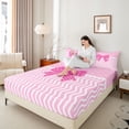 thumbnail image 4 of Castle Fairy Cartoon Bow Knot Girl Queen Sheet Sets,Abstract Stripes Bed Set, 4 of 7