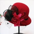thumbnail image 3 of MEICHEN Vintage Wool Cloche Hat for Women Fashion Winter Floral Round Bucket Hat Womens Solid Color Bowler Hat, 3 of 5
