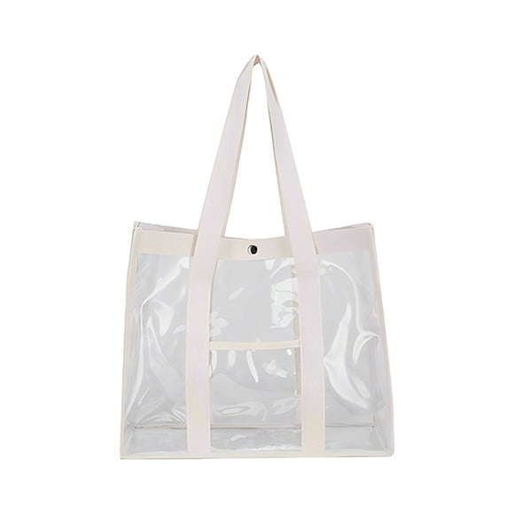 COM1950s Tote Bag for Women, Beach Bags for Women, Natural Style Transparent Tote Bag Stadium Safety Certified Transparent Tote Wallet Suitable for Work Beach Stadium, Work Bags for Women