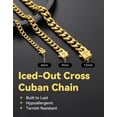thumbnail image 4 of ChainsHouse 9MM Cuban Link Chain Necklace for Men Women 22 Inch 14K Gold Plated Chunky Chain with Sparkling Cross Clasp Necklace Jewelry Gift for Father's Day Valentines, 4 of 7