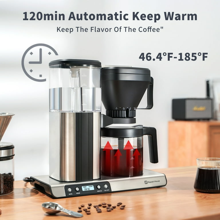 Enthusiast 8-Cup Drip Coffee Brewer with Glass Carafe – SCA Certified Home  Brewer