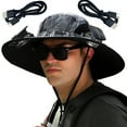 thumbnail image 7 of Pebbuoy 1 Set Outdoor Sun Hat with 2 Fan Large Brim Windproof Strap Solar or USB Charging Anti UV Sun Great Breathability Outdoor Fishing Camping Travel Cap, 7 of 7