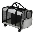thumbnail image 2 of Transportín para mascotas de doble compartimento Transportín rodante ventilado con ruedas extraíbles Grande para viajes al aire libre al veterinario Gloria Caja transportadora para gatos, 2 of 9