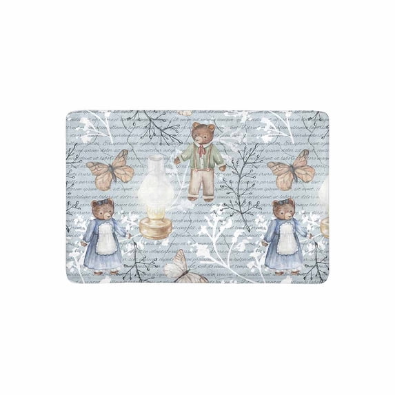MKHERT Vintage Teddy Bears Twigs and Butterflies Doormat Rug Home Decor Floor Mat Bath Mat 23.6x15.7 inch