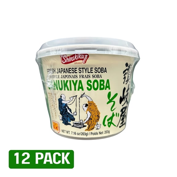 SHIRAKIKU Instant Sanukiya Soba Noodle Bowl, 7.16 oz, 12 pack