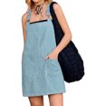thumbnail image 3 of Women Summer Striped Casual Denim Dress Sleeveless Denim Dress with Pockets, 3 of 7