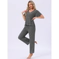 thumbnail image 2 of DARING DIVA Pajama Set Ribbed Knit Top Drawstring Pants 2 Pieces Outfit XL Dark Grey, 2 of 6