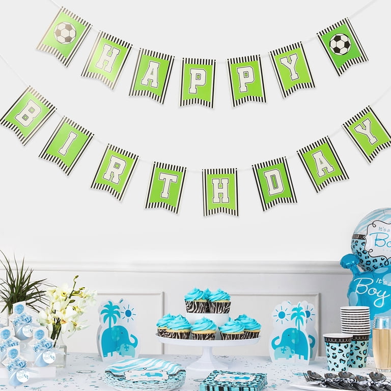 Personalised Football Birthday Banner For Kids - Children's Party Decoration (x2)