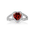thumbnail image 2 of Gem Stone King 925 Sterling Silver Red Garnet & White Moissanite Ring for Women | 2.71 Cttw | Gemstone Birthstone | Heart Shape 8MM | Available in Size 5,6,7,8,9, 2 of 5