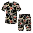 thumbnail image 4 of Conjunto de camiseta y pantalones cortos de manga corta holgados con cuello redondo y cadena de estilo europeo con estampado 3D nuevo de verano para niños, 4 of 5