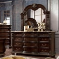 thumbnail image 3 of Traditional Luxurious 6pc Set Queen Size Leatherette Upholstery Panel Bed Cherry Finish Marble Top Furniture, 3 of 10