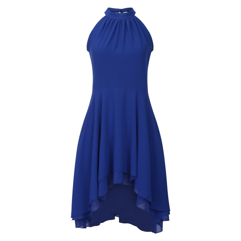 ivory halter neck dress Cornflower Blue High Slit Deep V Halter Maxi main image 1