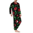 thumbnail image 2 of Fotbe Cherry Pattern Long Sleeve Pajama Set for Men,Sleepwear Set,2-piece Loungewear Set,Soft PJs Comfy Nightwear with Pockets-Large, 2 of 7
