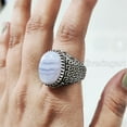 thumbnail image 6 of Blue Lace Agate Mens Ring, Silver Jewelry, 925 Silver Ring, Father's Day, AAA Natural Agate, Birthstone Ring, Heavy Mens Ring, Spiritual Healing Gemstone, Christmas, Plain Mens Ring, 6 of 7
