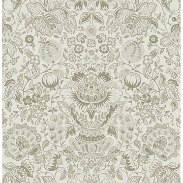 A-Street Prints Blanche Neutral Floral Damask Wallpaper