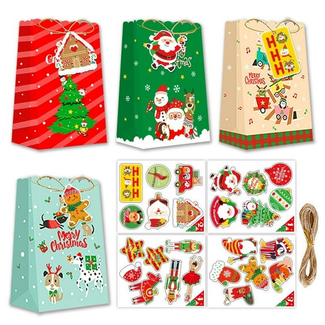Caja de regalo con bolsa de dulces de Navidad, árbol de Navidad de Papá Noel, pequeña caja de regalo con caja de papel de regalo