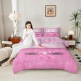 thumbnail image 4 of Manfei Kawaii Bowknot Alphabet C 2pcs Bedding Comforter Set for Female Women Teens,Bling Glitter Splash Twin Comforter Sets,Flying Butterfly Breathable Bedding Set,Dreamy Princess Room Decor, 4 of 8