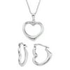 BRILLIANCE FINE JEWELRY Rhodium Plated Sterling Silver Heart Necklace & Earrings