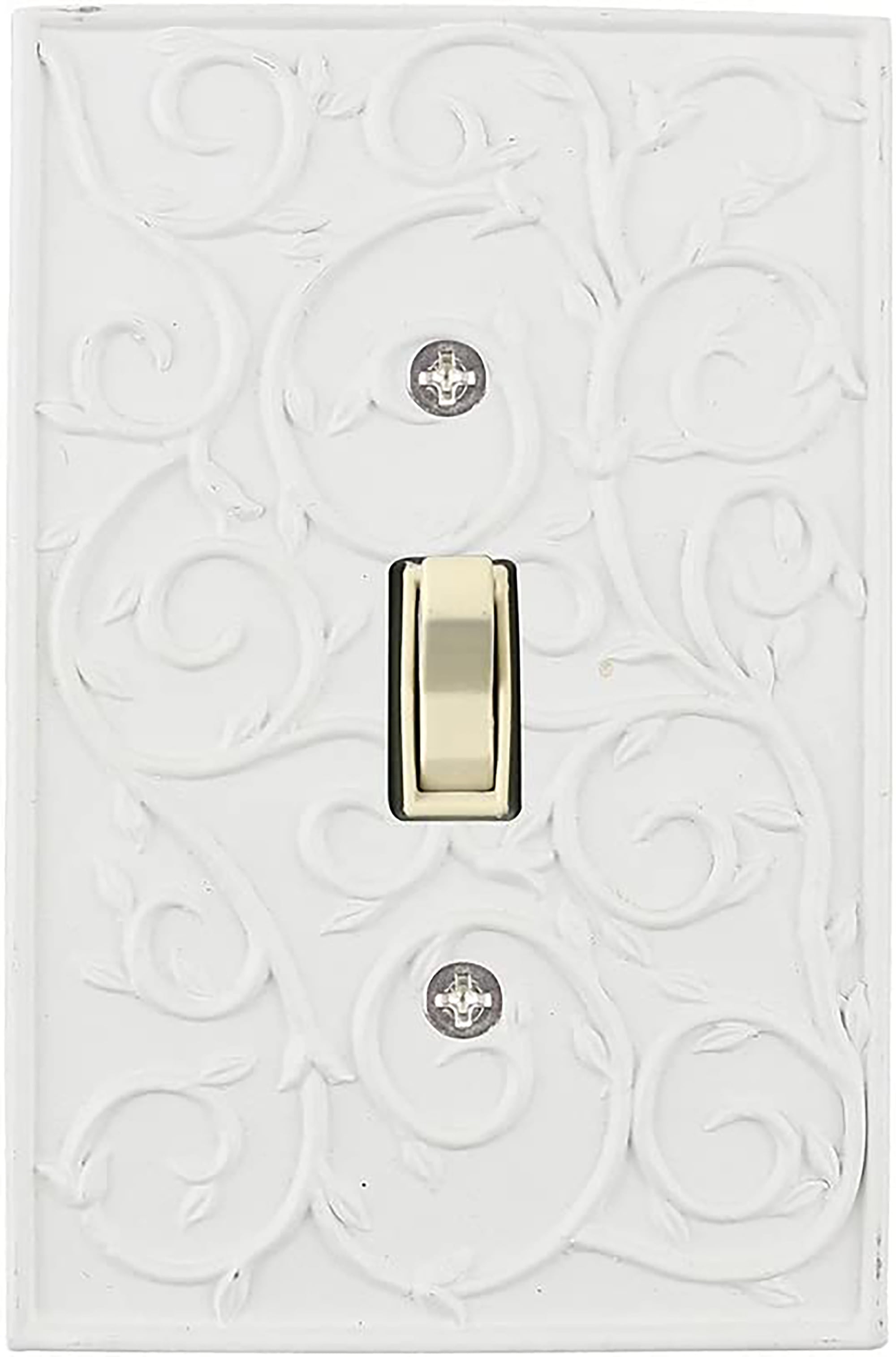 Meriville French Scroll 1 Toggle Wallplate, Single Switch Electrical Cover Plate, Off White