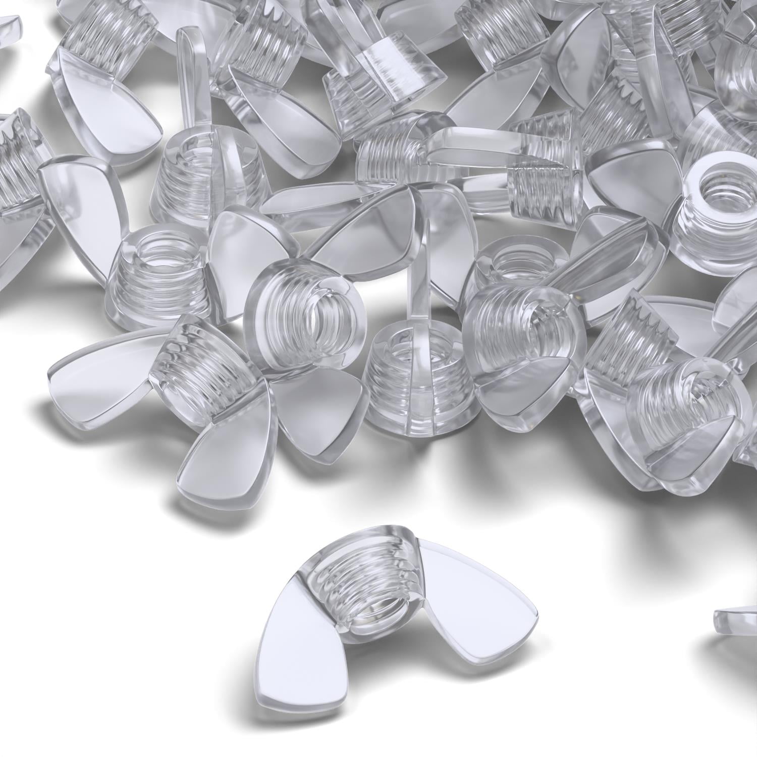 Pack of 20 Transparent Clear Plastic Acrylic M4 Butterfly, Wing Nuts - Acrylic Plastic Screws, (5/32 in)