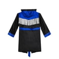 thumbnail image 4 of Haitryli Kids Boys Boxing Outfits Long Sleeve Tassels Boxing Robes Satin Hooded Boxer Cloak with Belt Black&Blue 14, 4 of 5