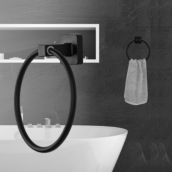 Uxcell Towel Ring Wall Mounted Zinc-alloy Waterproof 5.5" Ring Matte Black