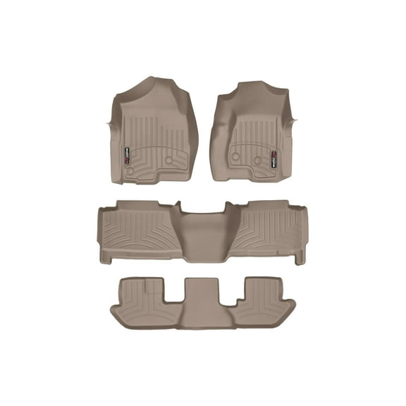 WeatherTech Custom Fit FloorLiners compatible with Escalade ESV, Suburban, Yukon XL - Complete Set (1st, 2nd, & 3rd Row), Tan