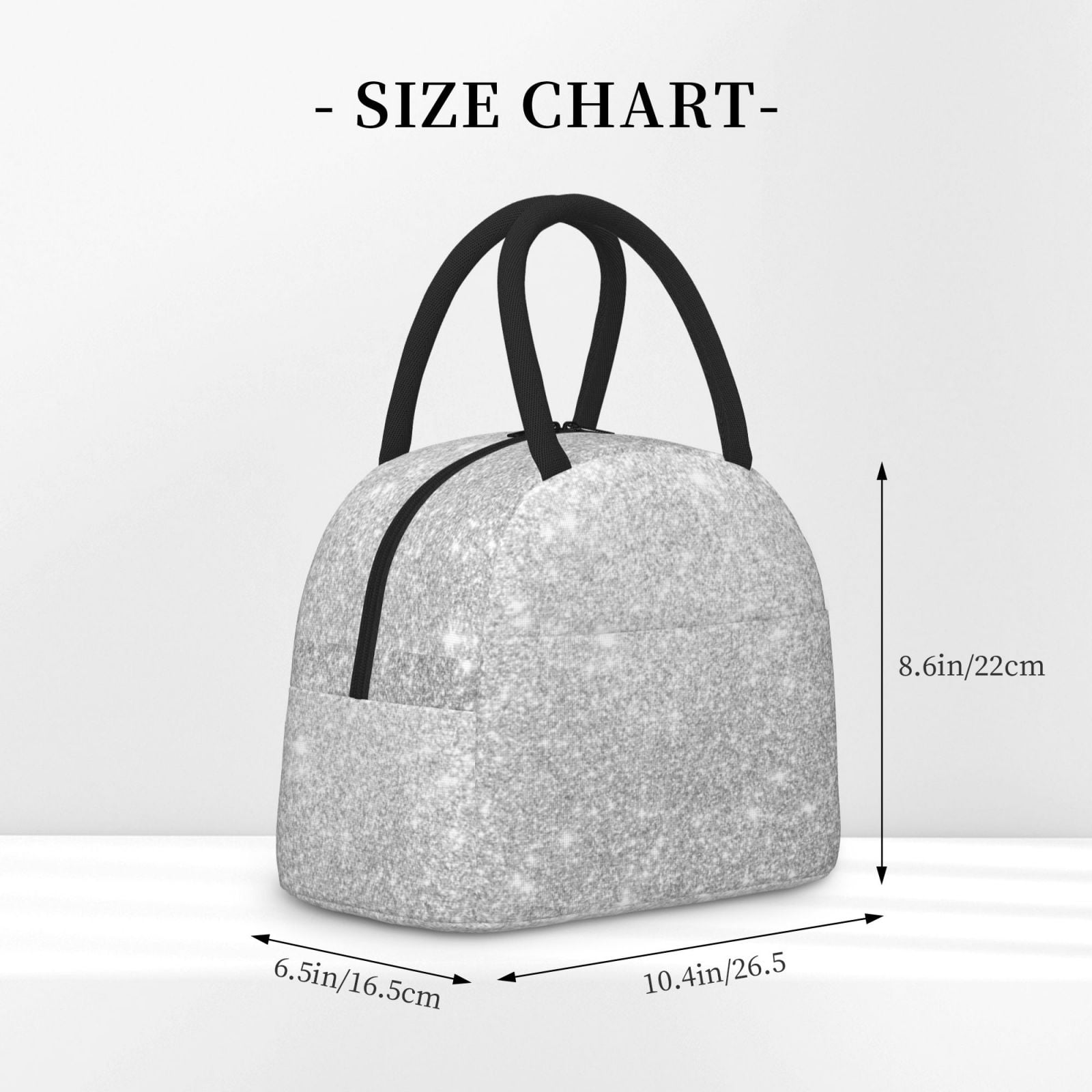 Logiee Silver Glitter Print Lunch Bag for Women & Men,Adult Insulated Lunch Box,Food Lunch Containers,Reusable High Capacity Lunch Tote Bags for Work, Travel, Outdoor
