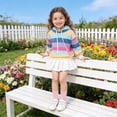 thumbnail image 2 of ZXLBBD GGirls Rainbow Striped Hoodie Long Sleeve Pullover Sweatshirt with Front Pocket for Kids Youth Durable Cozy Casual Dailywear, 2 of 7