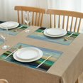thumbnail image 5 of Ensemble de 4 Napperons Art Moderne Bleu Sarcelle - Bleu Gris Abstrait pour Cuisine - Napperons en Lin pour Table à Manger - Idéal pour Restaurant & Camping, 5 of 5
