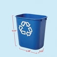 thumbnail image 2 of 3.25 Gallon / 13 Quart Blue Rectangular Plastic Recycling Bin with Recycle Symbol -  Compact Deskside Wastebasket for Home Office, 12.13" H x 11.38" W x 8.25" D, 2 of 5