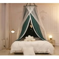 thumbnail image 5 of Double Layer Princess Round Dome Canopy Bed Curtain for Girls Adults,Children Dreamy Mosquito Net,Cute Bedroom Decoration Castle Play Tent Reading Nook Canopies (Blackish Green/White), 5 of 7